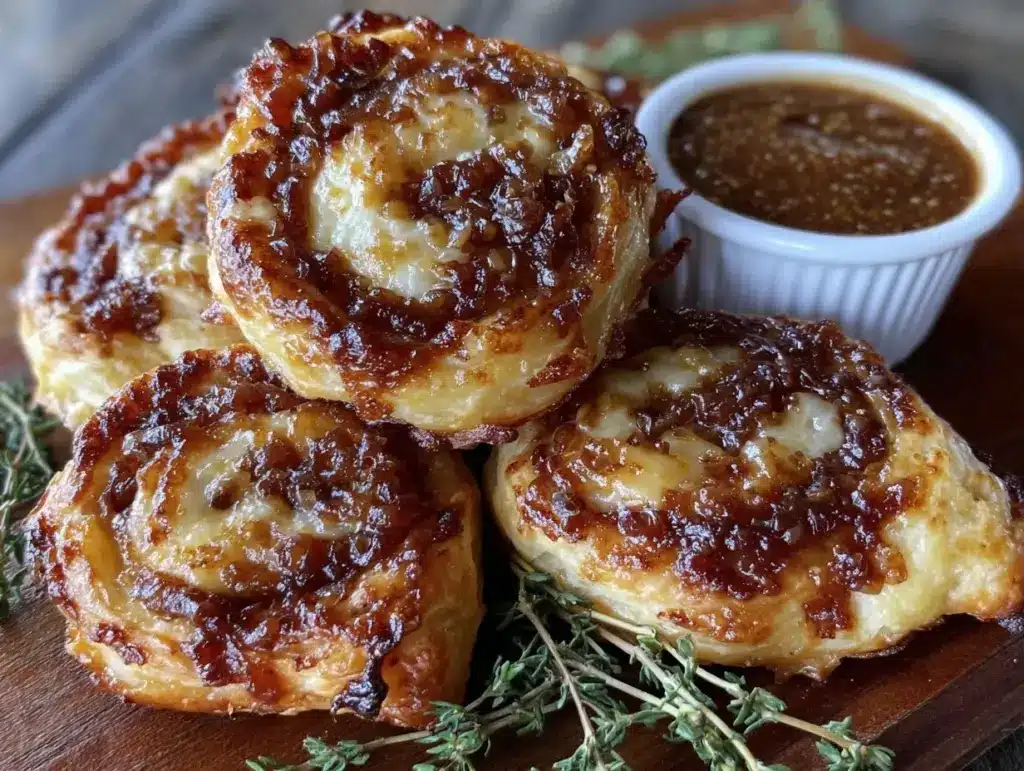 caramelized onion pinwheels - featured image