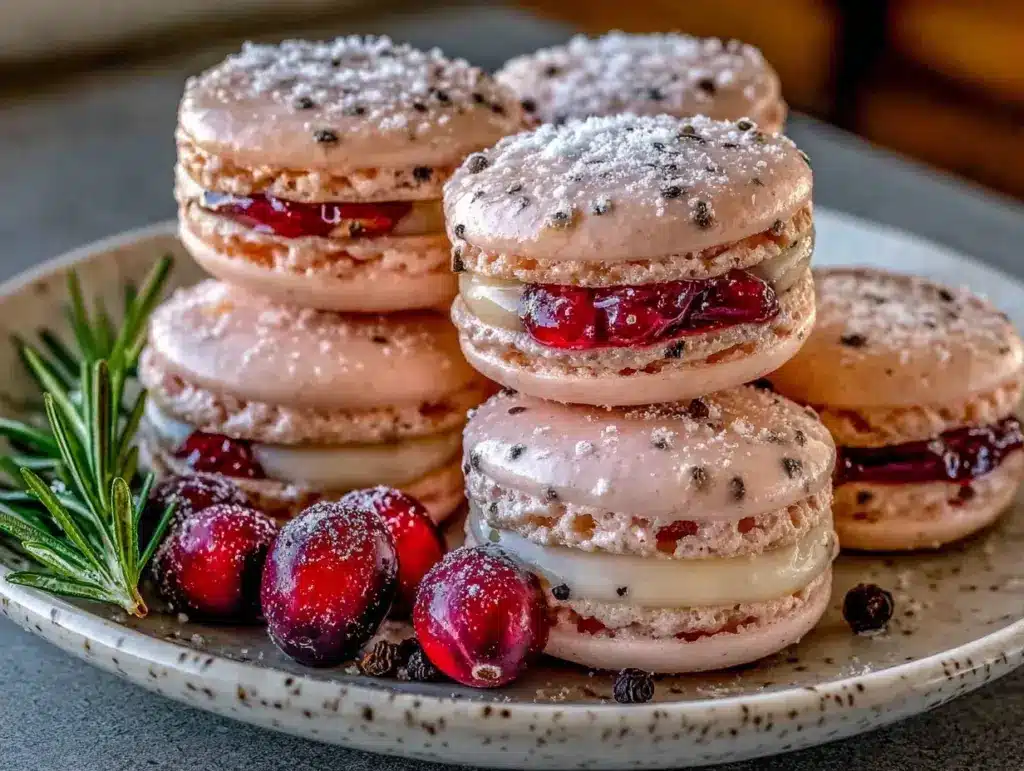 cranberry and black pepper macarons - featured image