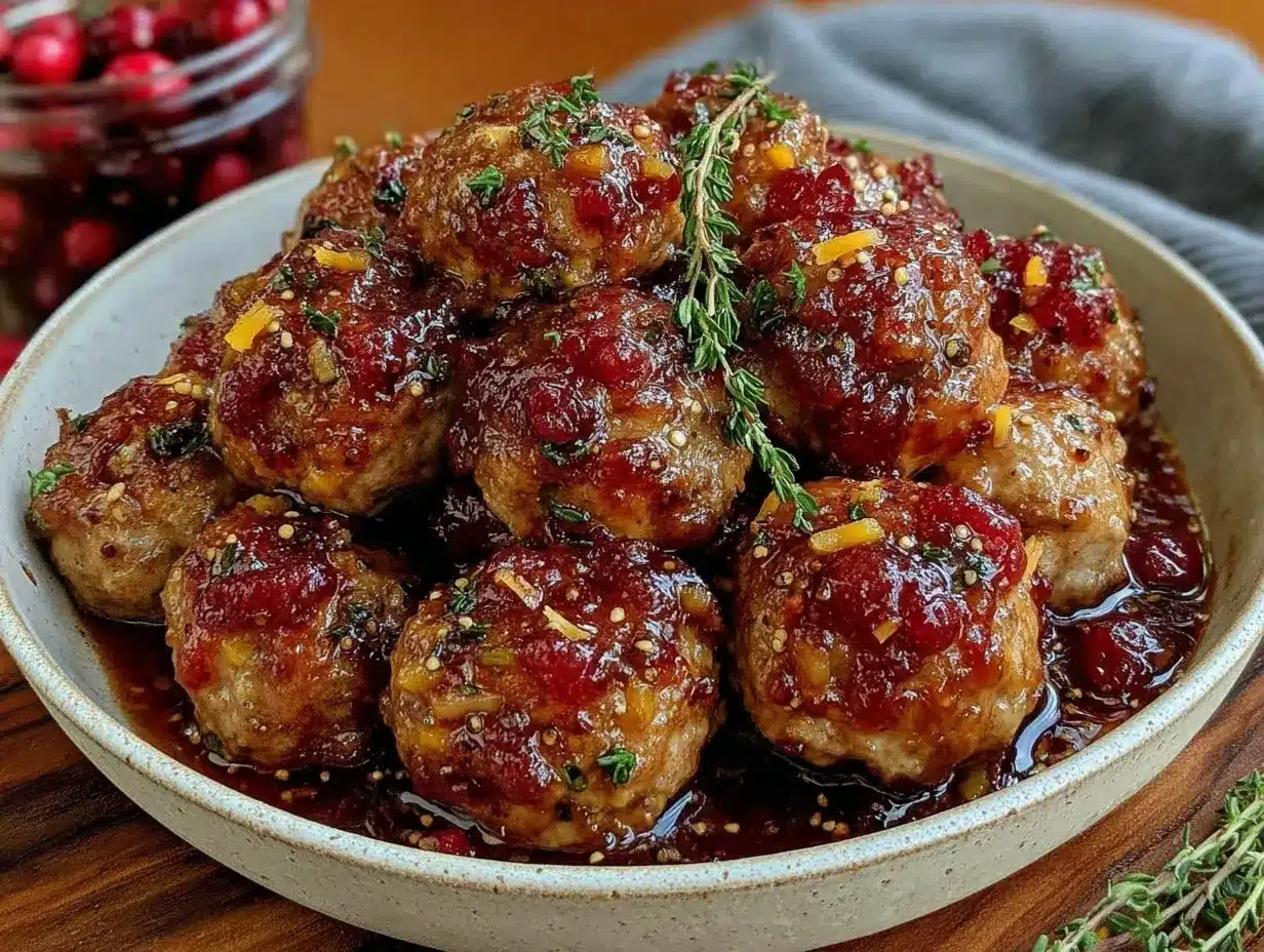 cranberry mostarda glazed turkey meatballs preparation steps