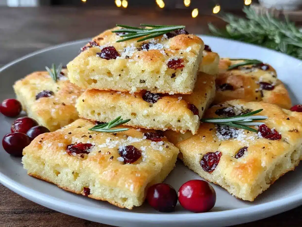 cranberry rosemary focaccia crackers preparation steps