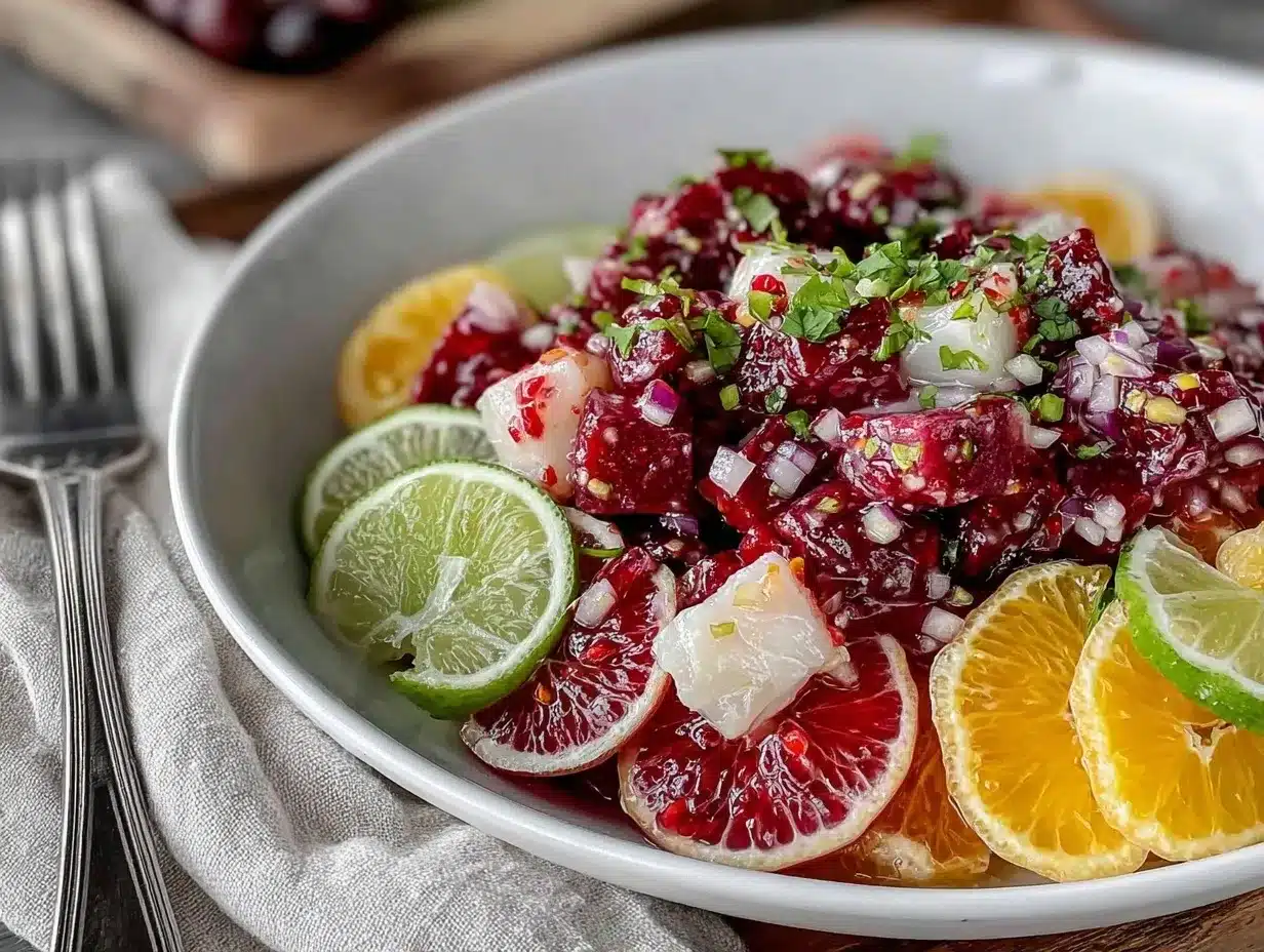 fresh cranberry ceviche preparation steps