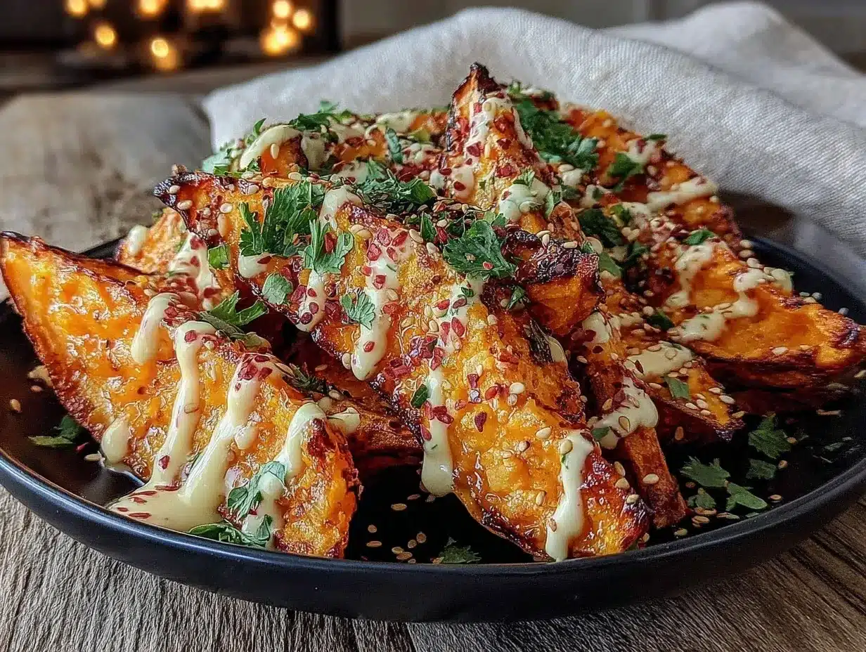 tahini sweet potato wedges preparation steps