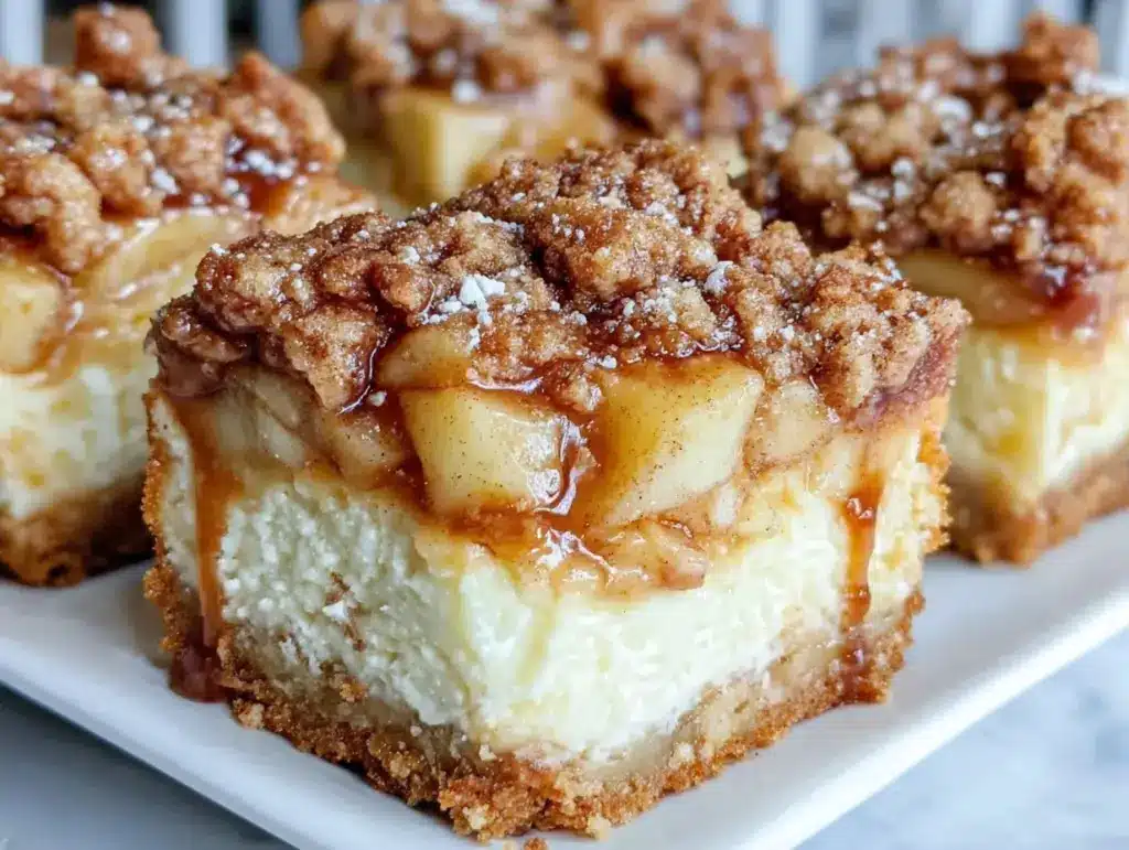 apple streusel cheesecake bars - featured image