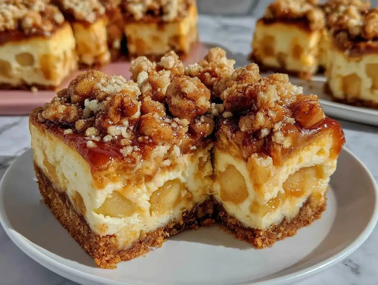 apple streusel cheesecake bars preparation steps
