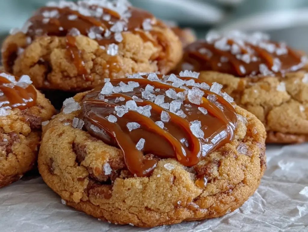 chewy salted caramel cookies - featured image