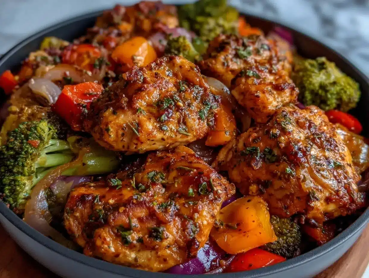 chicken and vegetables skillet preparation steps