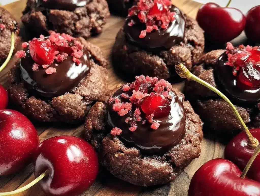 chocolate cherry cookies - featured image
