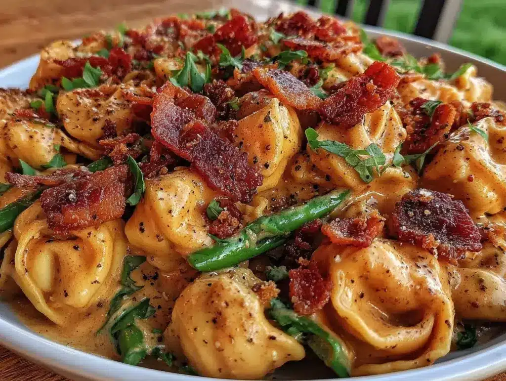 creamy bacon cheese tortellini - featured image