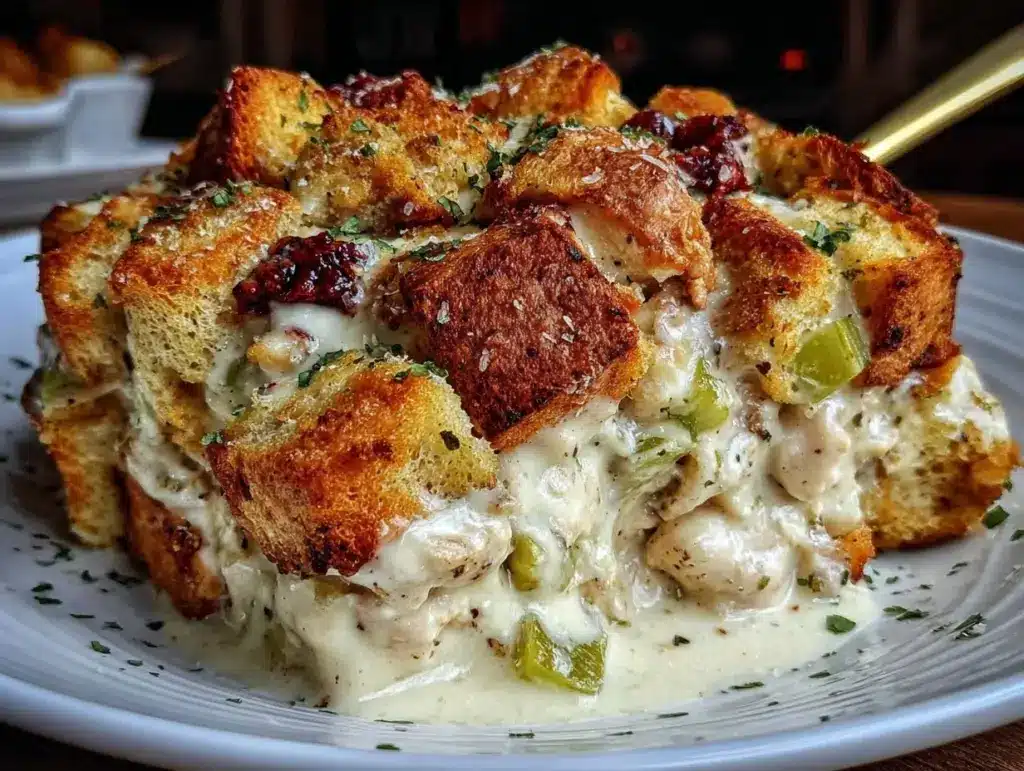 creamy chicken and stuffing casserole - featured image
