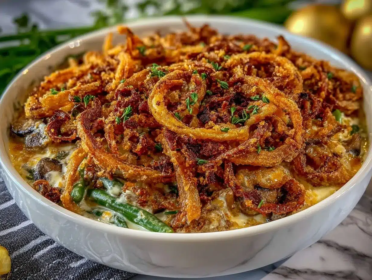 creamy green bean casserole crockpot recipe preparation steps