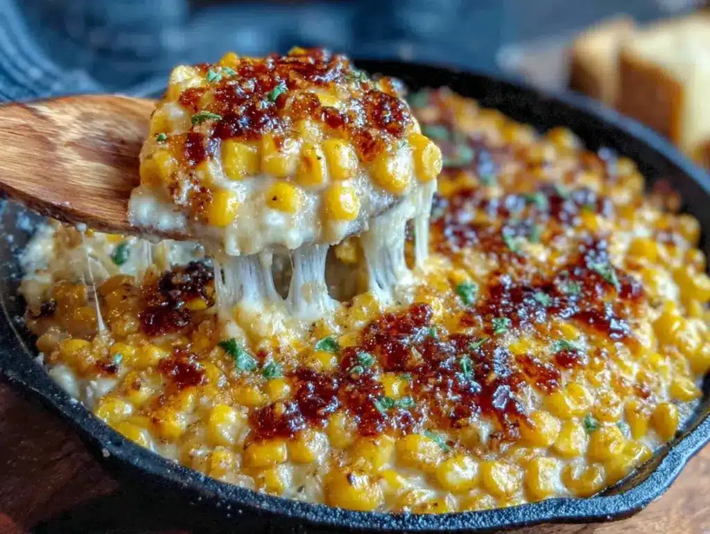 creamy honey butter skillet corn - featured image