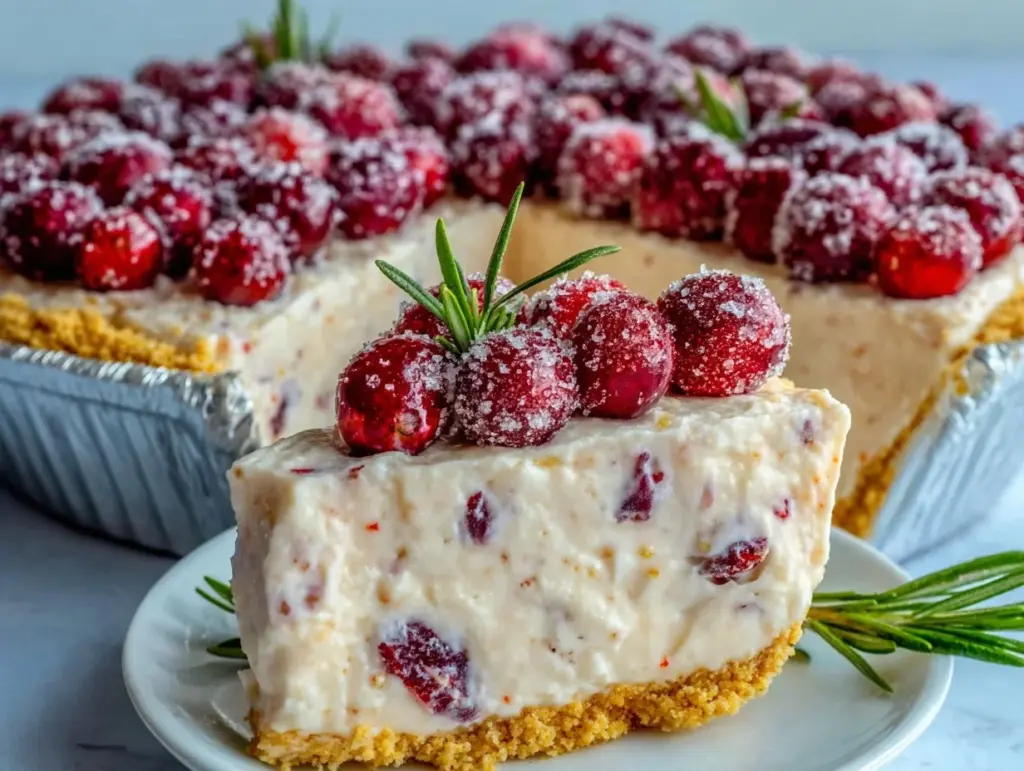 creamy no bake cranberry pie - featured image