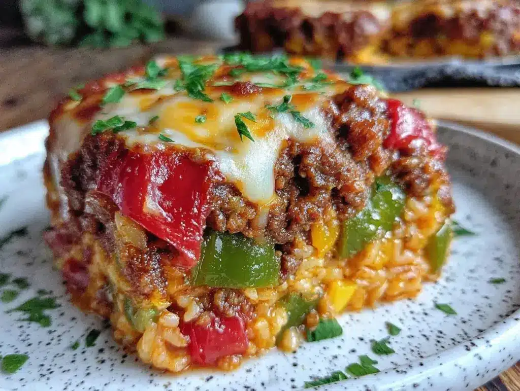 creamy stuffed pepper casserole - featured image