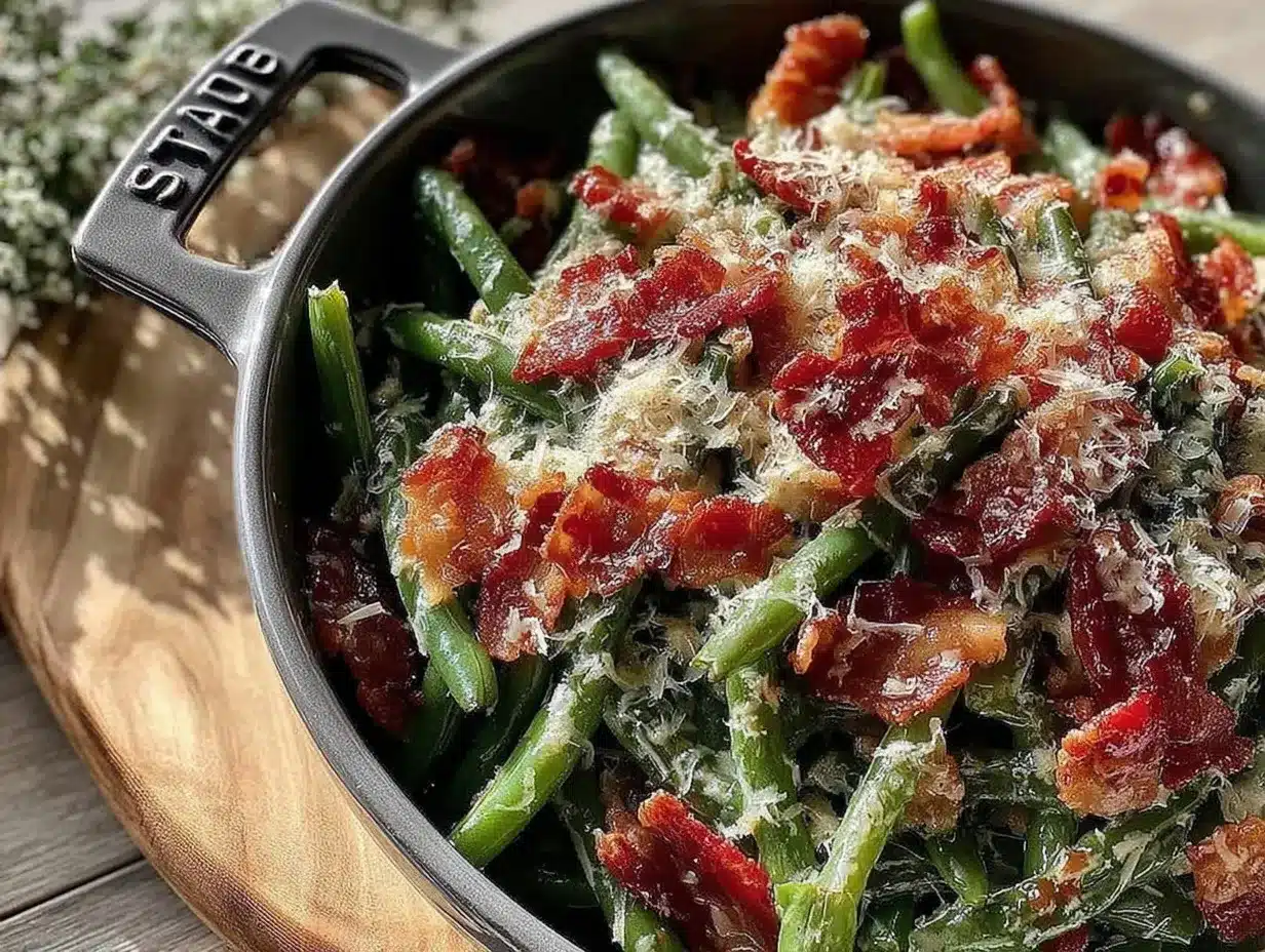 crispy green beans with bacon preparation steps