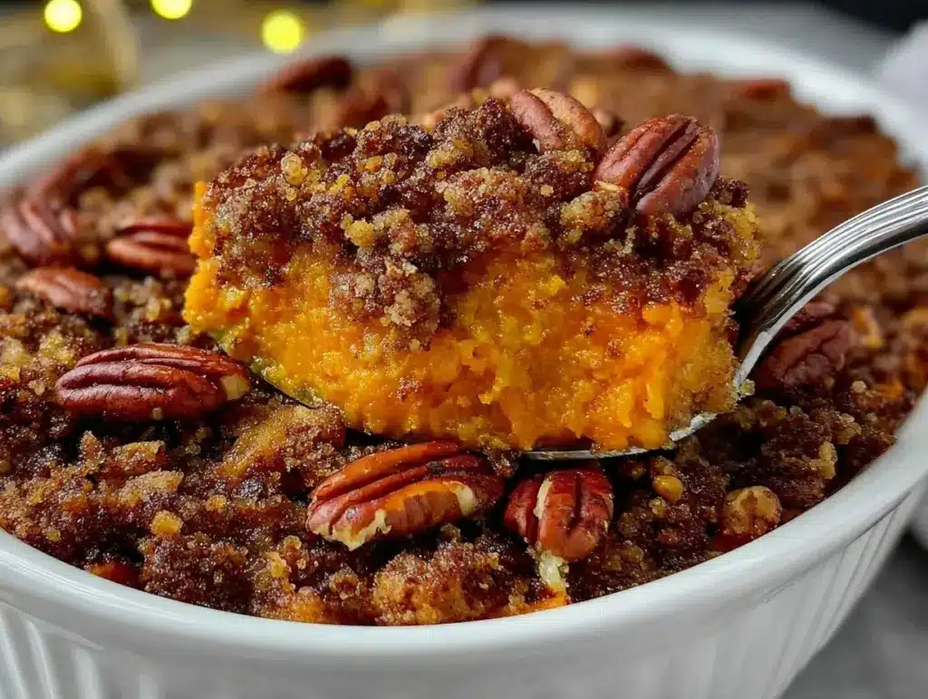 crispy sweet potato casserole - featured image