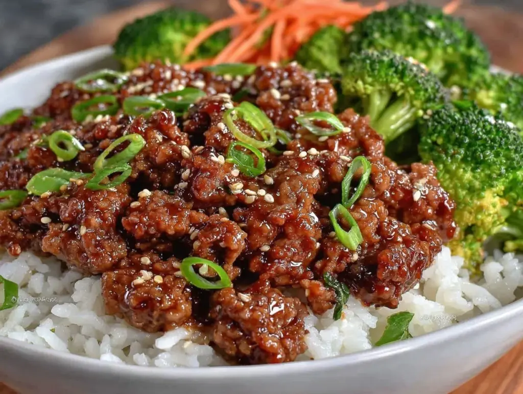 ground turkey teriyaki rice bowls - featured image