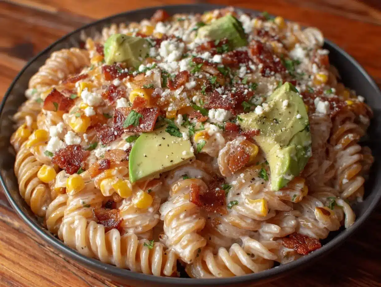 Mexican street corn pasta salad preparation steps