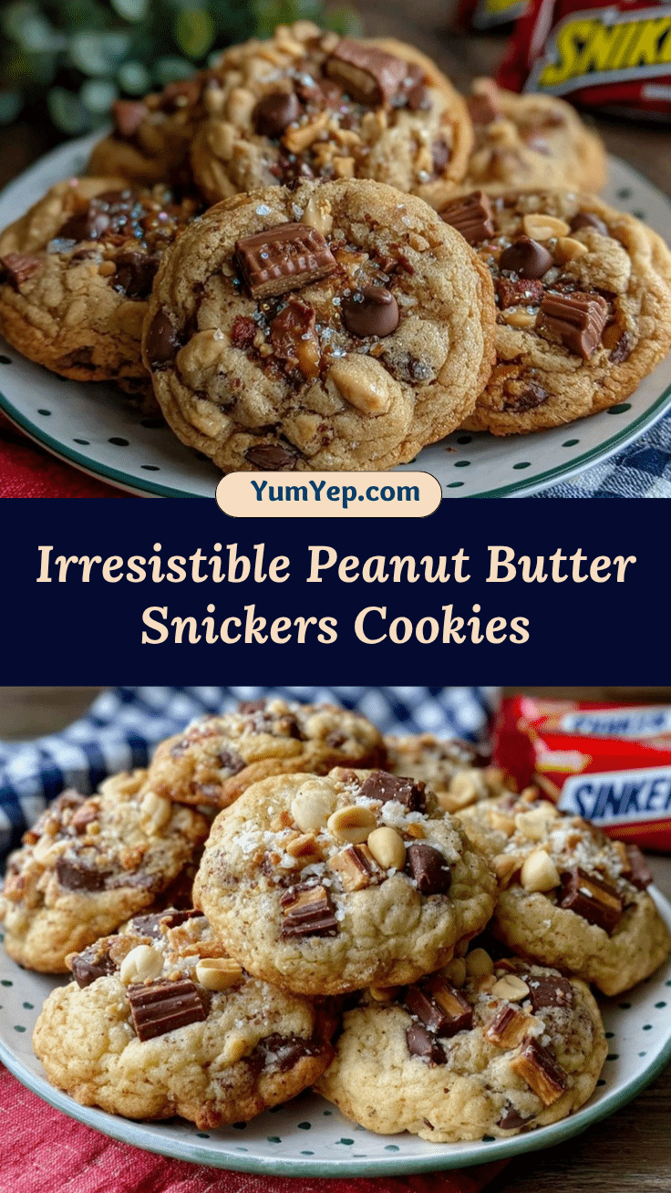 Peanut Butter Snickers Cookies recipe