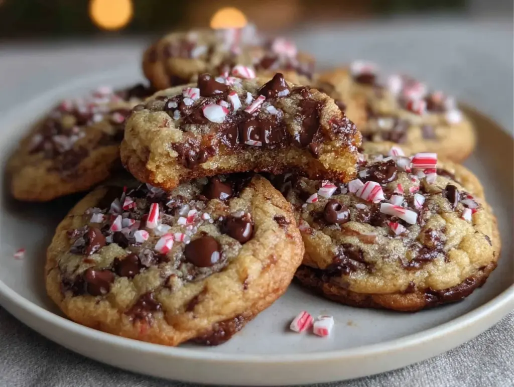 peppermint chocolate chip cookies - featured image