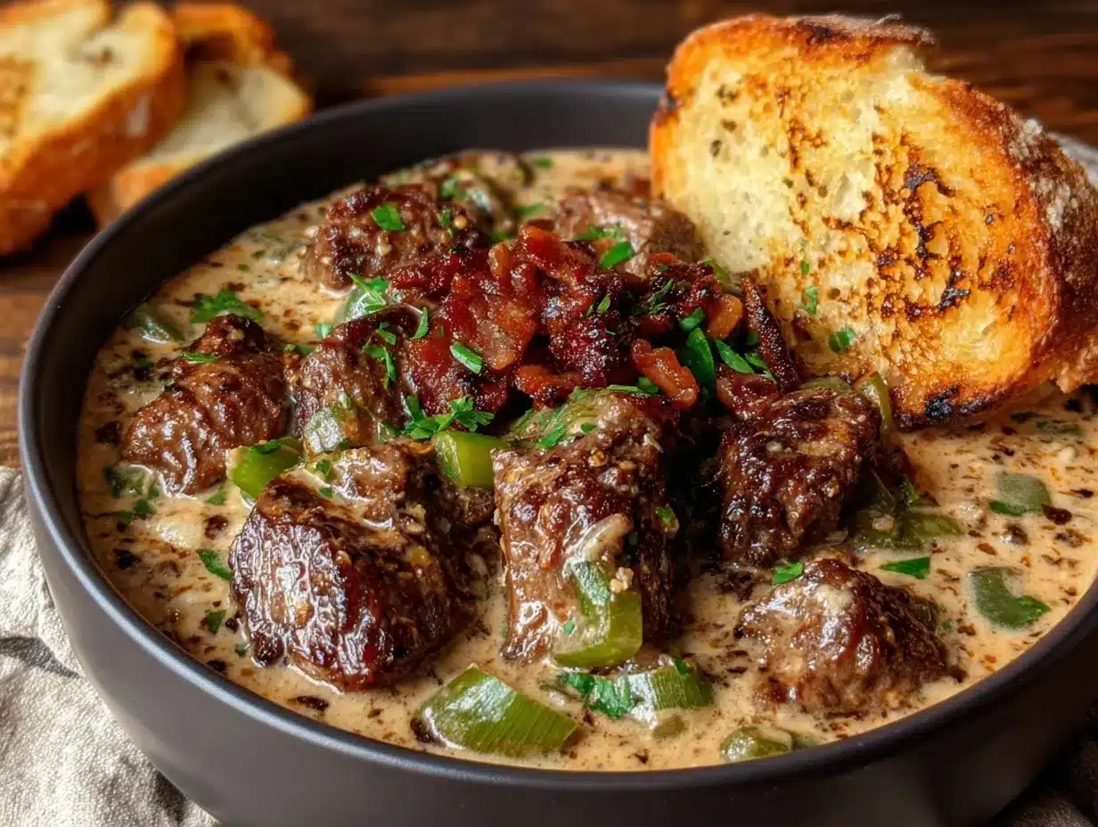 Philly cheesesteak soup preparation steps