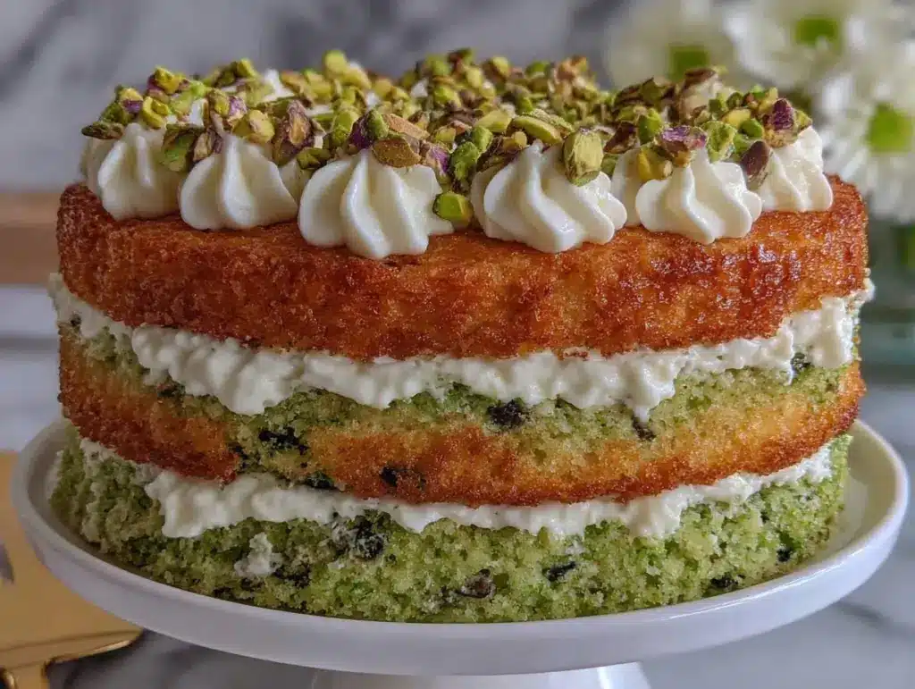 Pistachio Dacquoise Cake - featured image