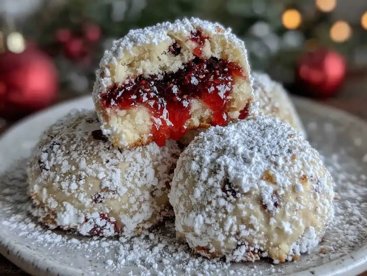 raspberry almond snowball cookies preparation steps