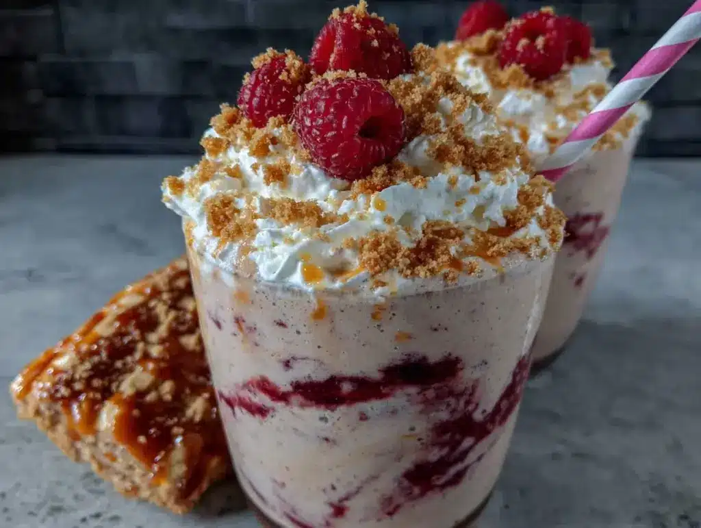 raspberry cheesecake protein shake - featured image