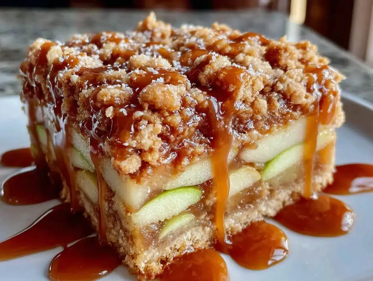 Salted Caramel Apple Crumble Bars preparation steps