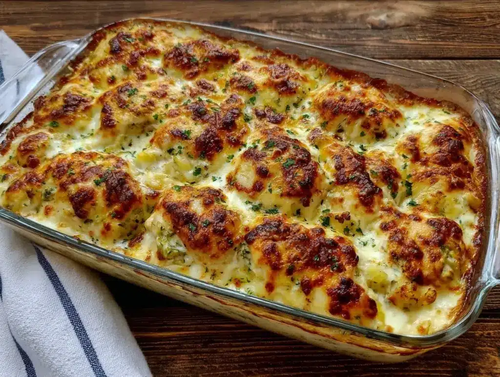 spinach artichoke chicken bake - featured image