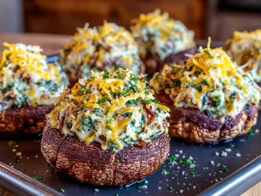 spinach dip stuffed portabella - featured image