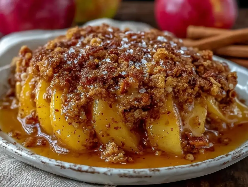 apple crisp with oat crumble topping - featured image