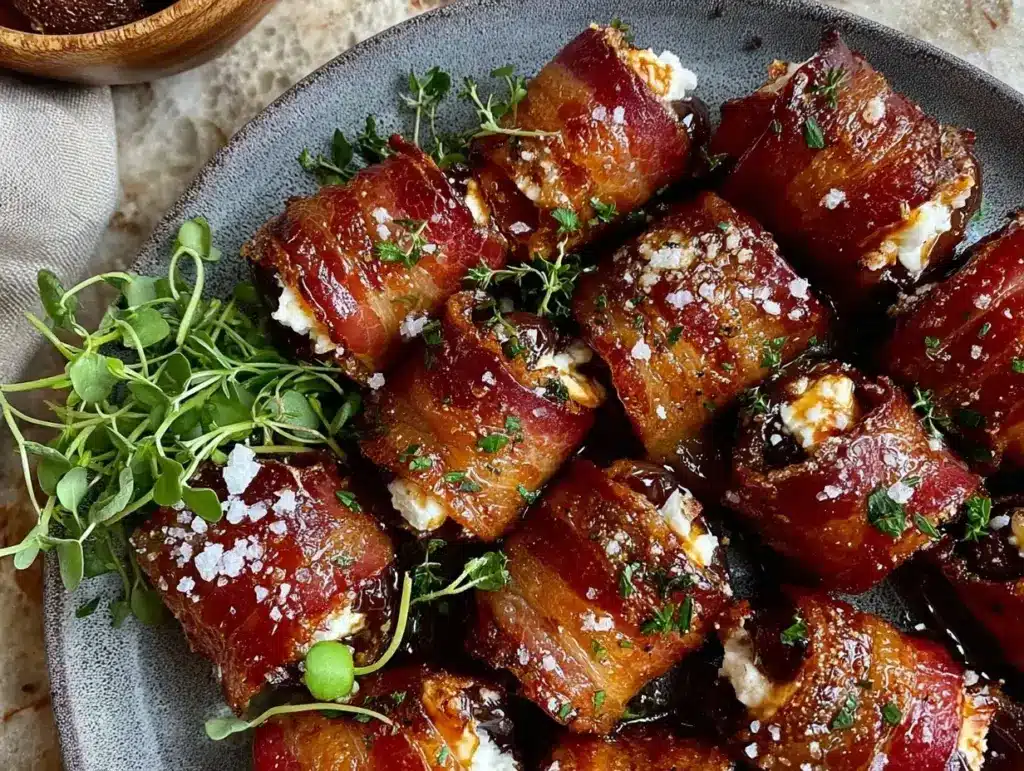 bacon wrapped dates with goat cheese - featured image