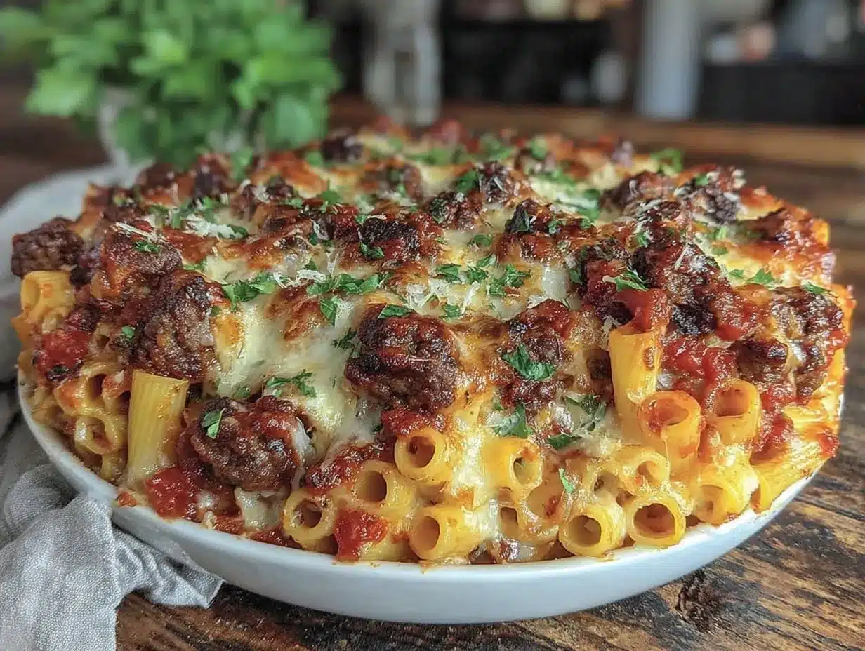 baked ziti with Italian sausage preparation steps