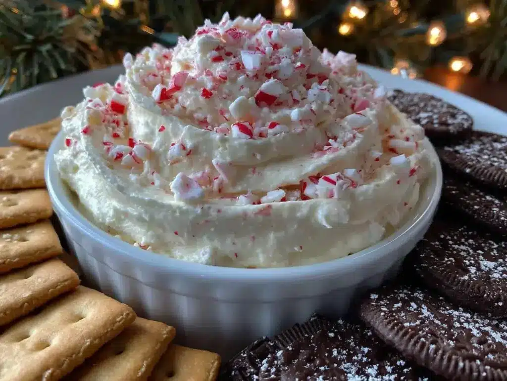 candy cane cheesecake dip - featured image
