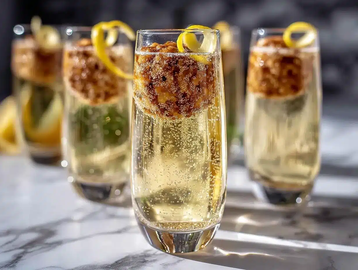 champagne cocktail with sugar cube preparation steps
