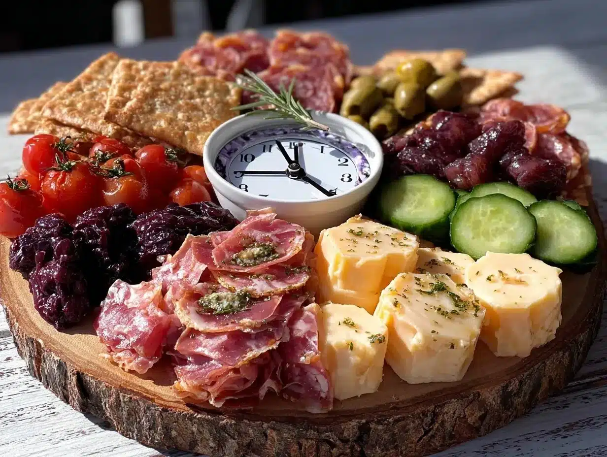 charcuterie clock board preparation steps