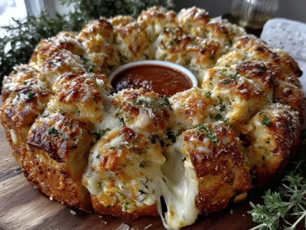 cheesy garlic pull-apart bread wreath - featured image