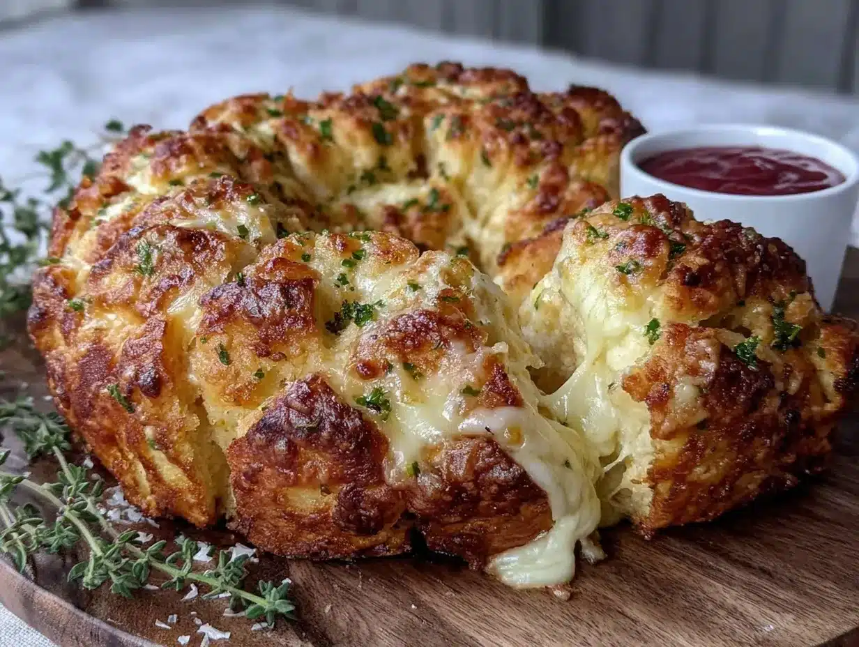 cheesy garlic pull-apart bread wreath preparation steps