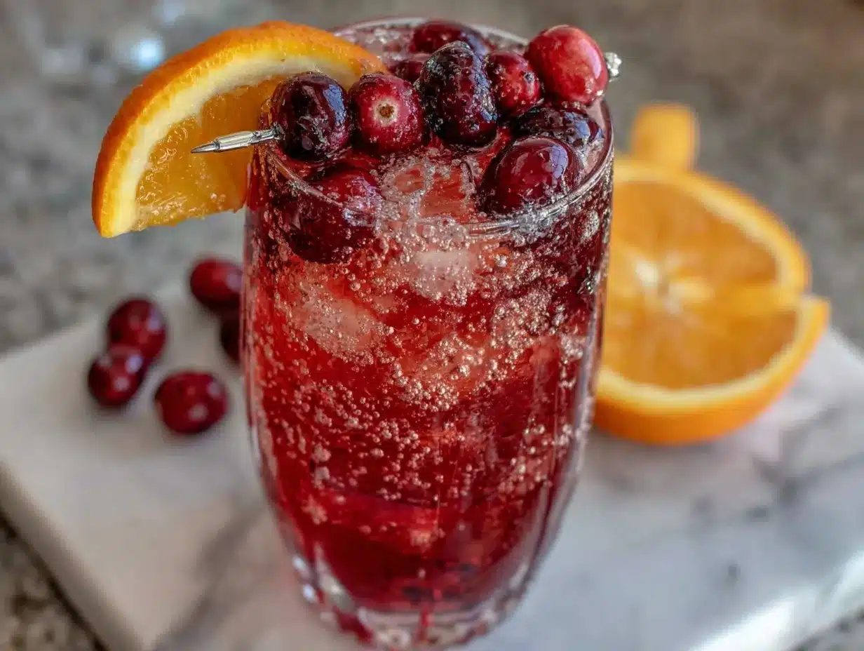 cranberry vodka spritz cocktail preparation steps