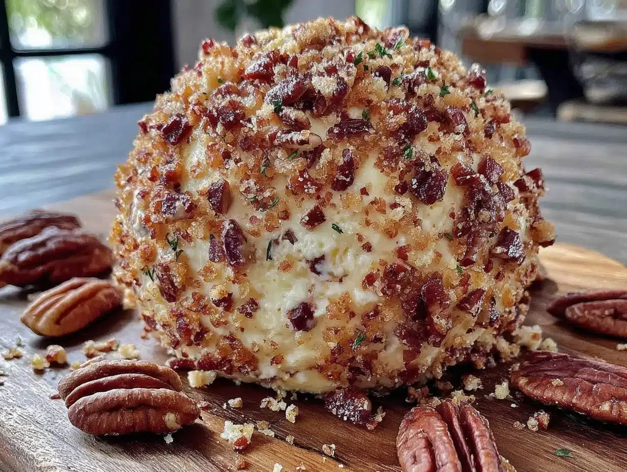 creamy cheese ball with pecans preparation steps