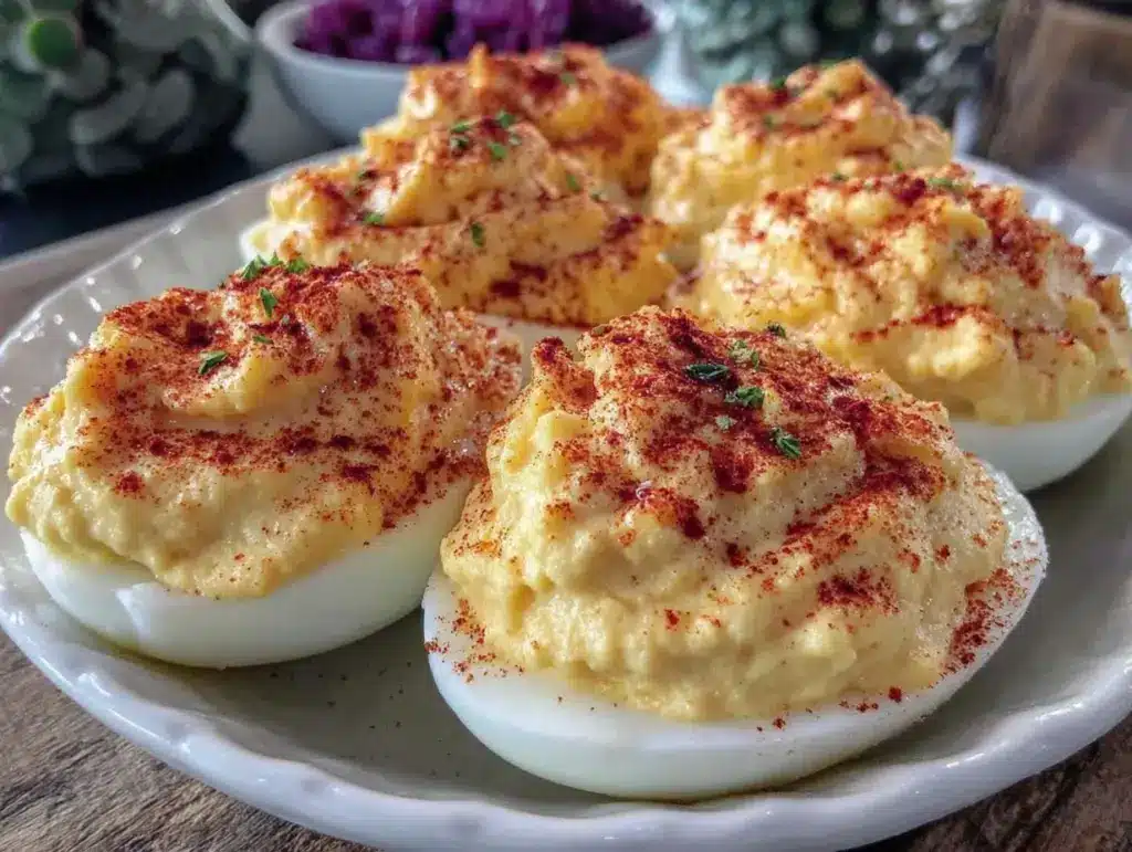 creamy deviled eggs with smoked paprika - featured image