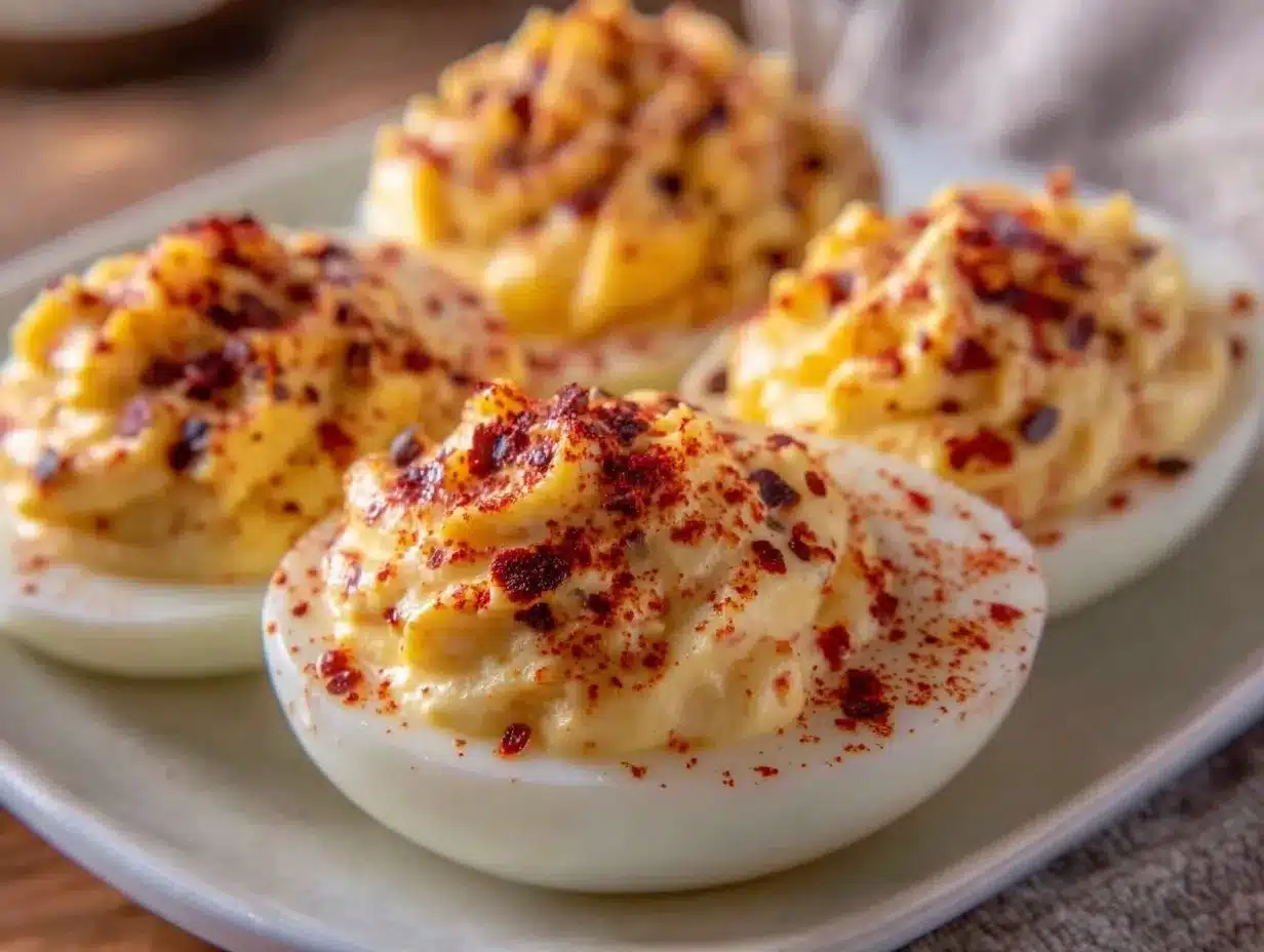 creamy deviled eggs with smoked paprika preparation steps