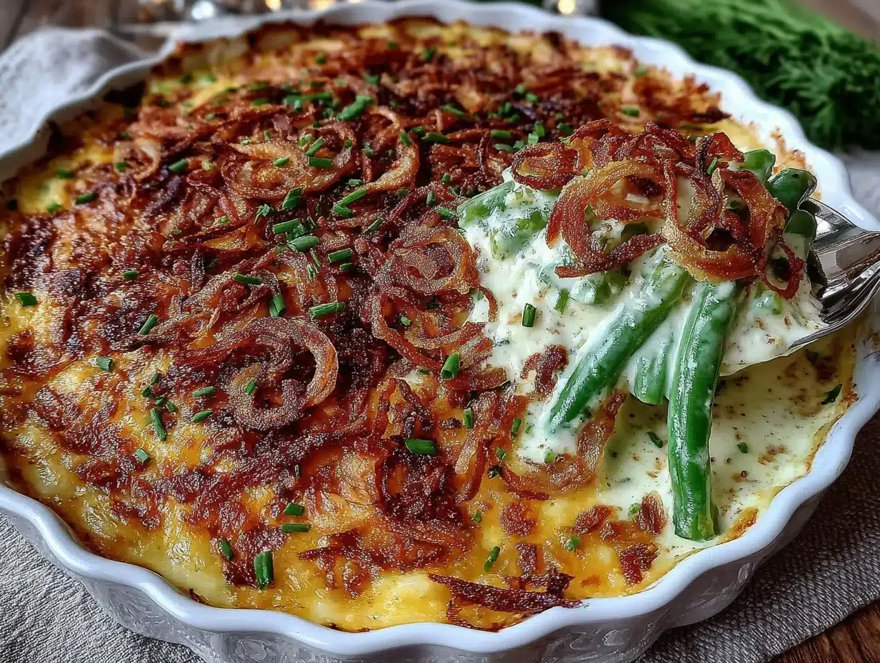 creamy green bean casserole from scratch preparation steps