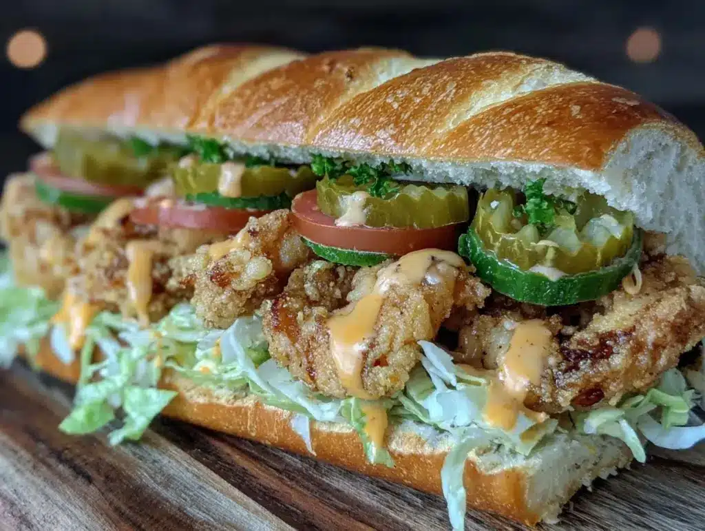 crispy southern po boy sandwich - featured image
