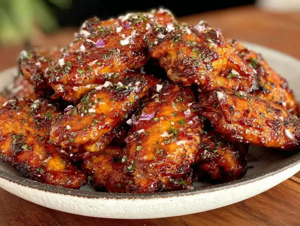crispy sticky honey garlic chicken wings - featured image