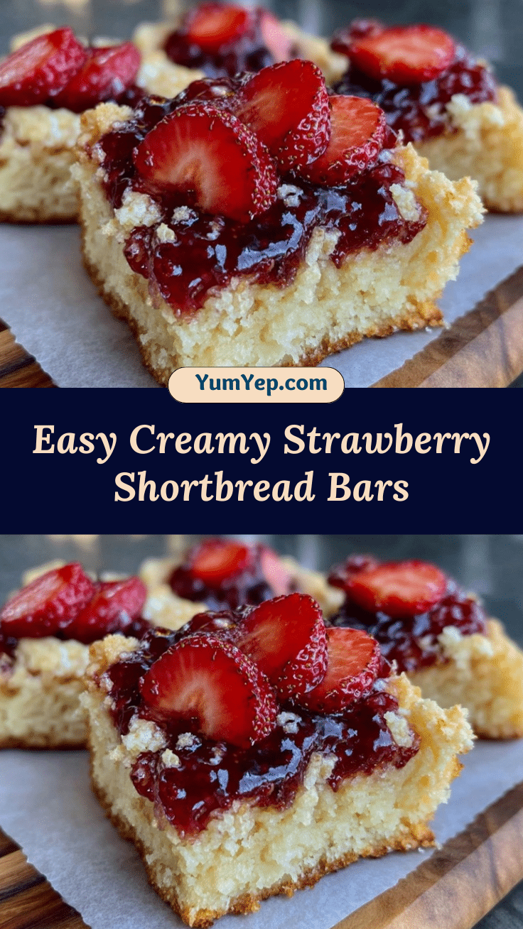 easy creamy strawberry shortbread bars recipe