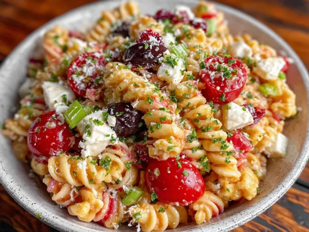 fresh christmas pasta salad - featured image