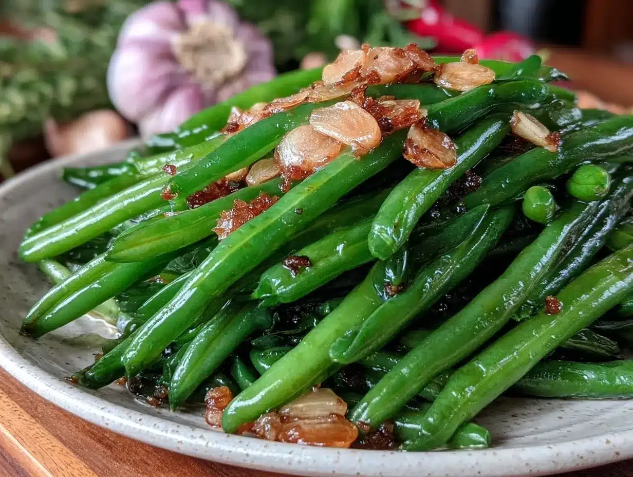 fresh garlic green beans preparation steps