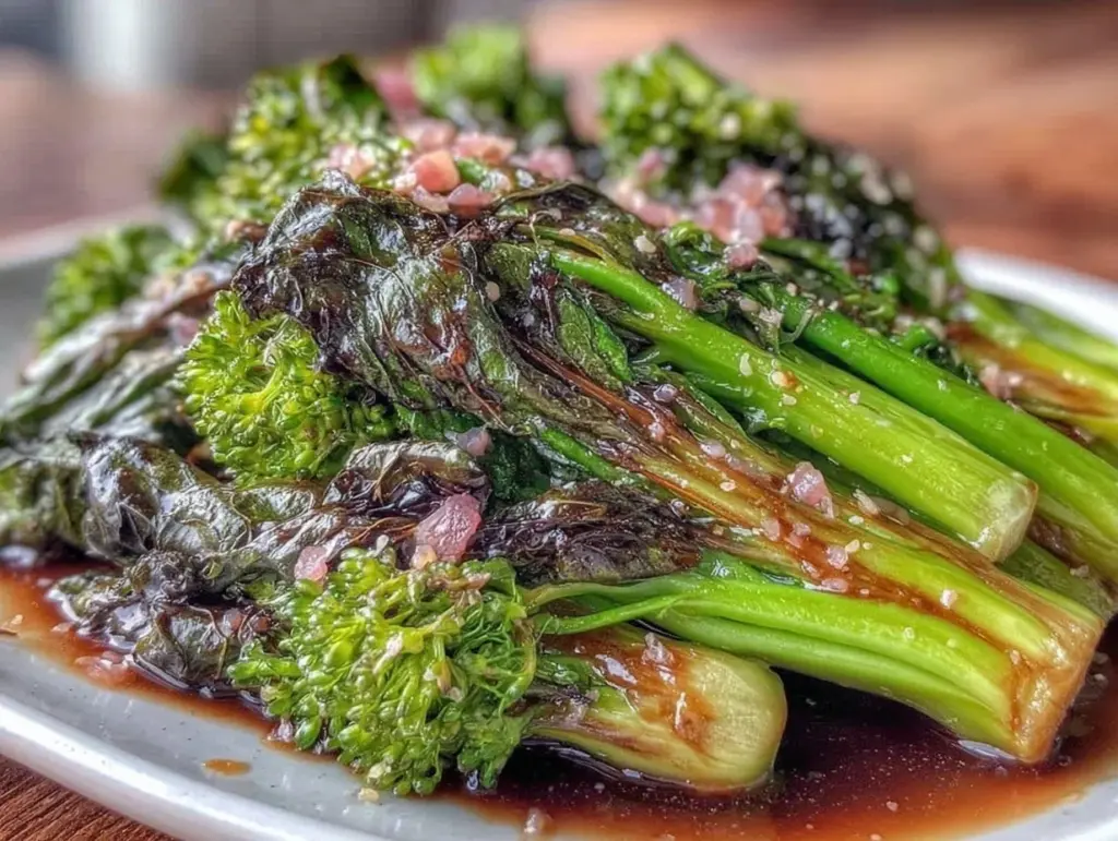 fresh garlic sautéed chinese broccoli - featured image