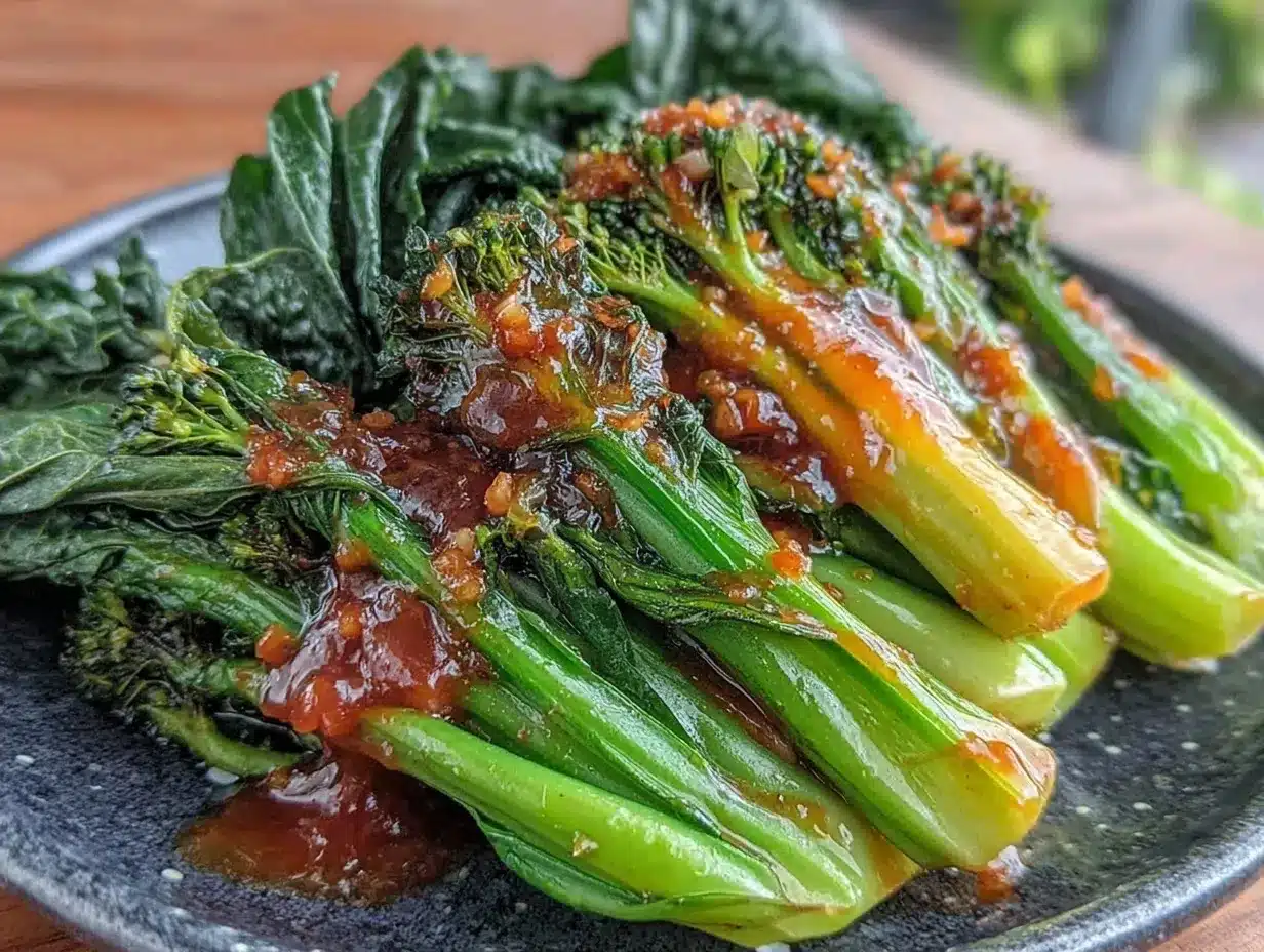 fresh garlic sautéed chinese broccoli preparation steps